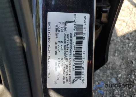 2011 Mazda 3 I z USA, uszkodzony, nr VIN JM1BL1UG5B1496438